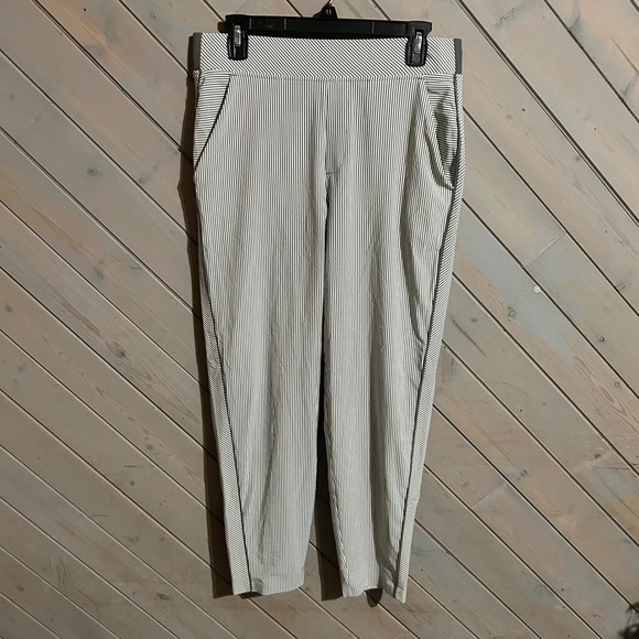Athleta Pants - Athleta Striped Trousers Pants Size 8 High Rise Wide Leg‎ Casual Athleisure